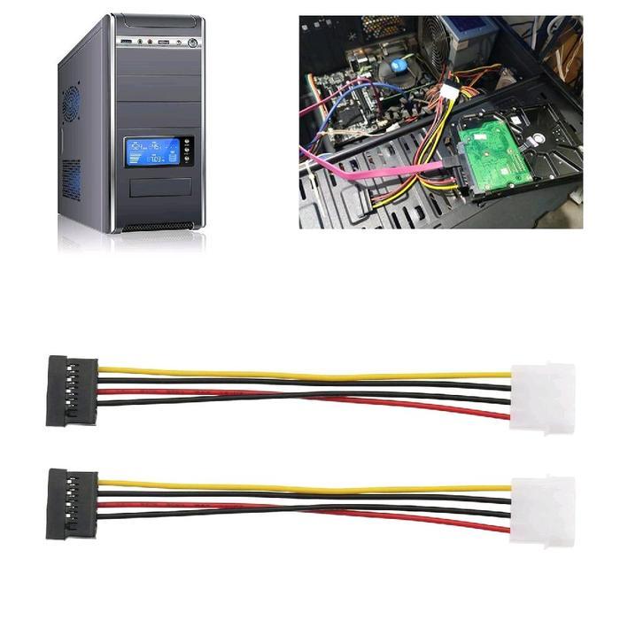 Kabel Power SATA 4 Pin IDE ke 15 Pin SATA untuk Laptop & PC Serial ATA Hard Drive & CD ROM 18cm