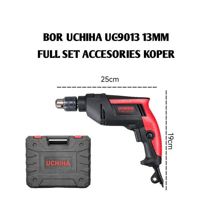 Impact Drill Uchiha 13Mm Mesin Bor Beton Besi Full Set Koper Import