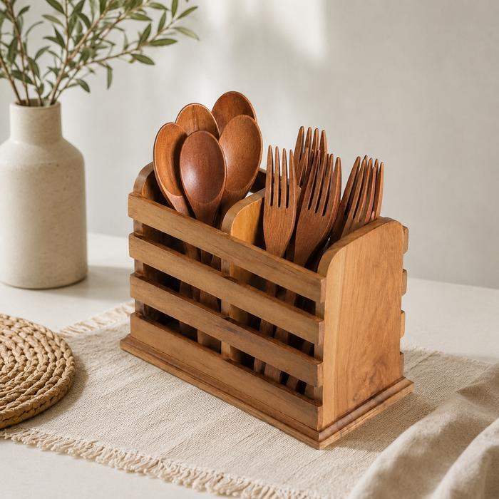 Tempat Sendok Kayu Jati/ spoon holder/ tempat cuttleries aesthetic