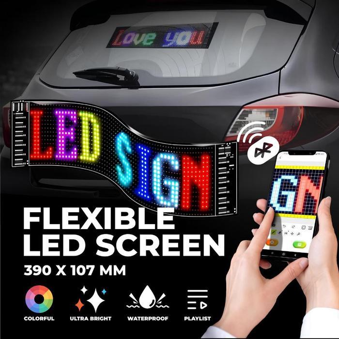 LED Running Text Mobil - Flexible LED Sign Bluetooth Custom - (Sedang) 390*107MM