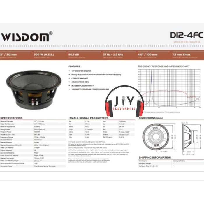 Speaker Komponen Wisdom 12 inch D12-4FC D12-4FC D12 4FC Original