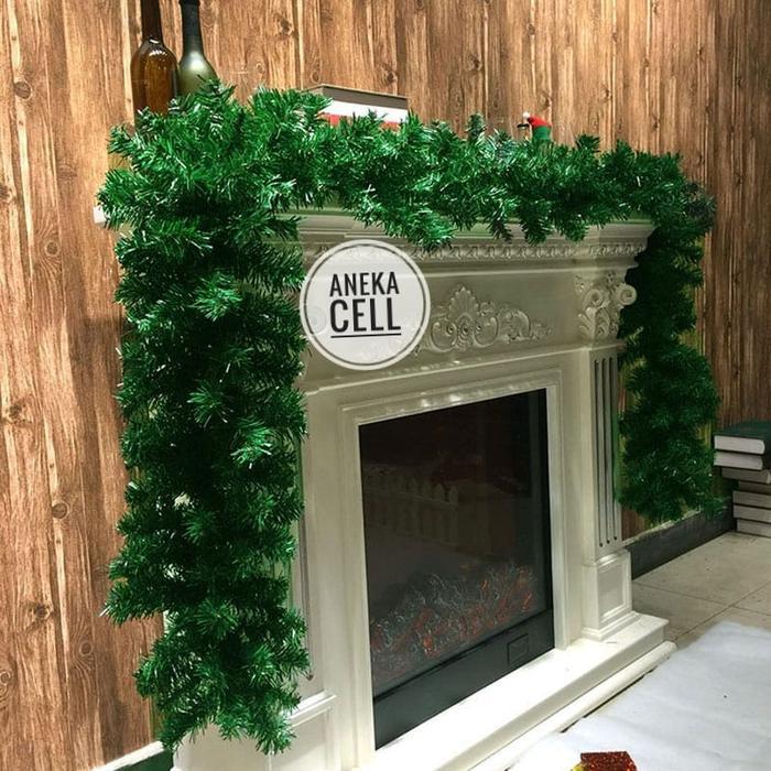 SALE Garland Natal 2.7 Meter Hijau Daun Bunga Natal Lingkar / Garland Aksesoris Dekorasi Christmas