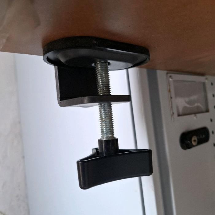 READYY Bracket / Lengan Monitor Dual Arm Adjustable VESA 75x75 & 100x100 2 Monitor Silver Clamp Meja