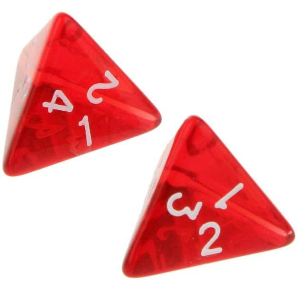 50100pcsset 20mm 4 Sided Polyhedral Dice Acrylic D4 DND RPG Dice Transparent Red Board Games Math