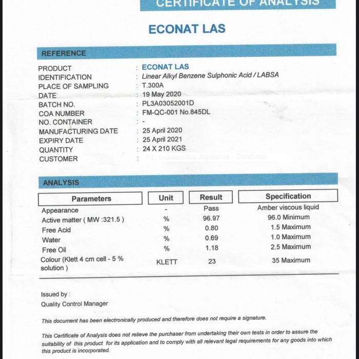 READY alkil benzena sulfonat / ABS / LABS (1liter)