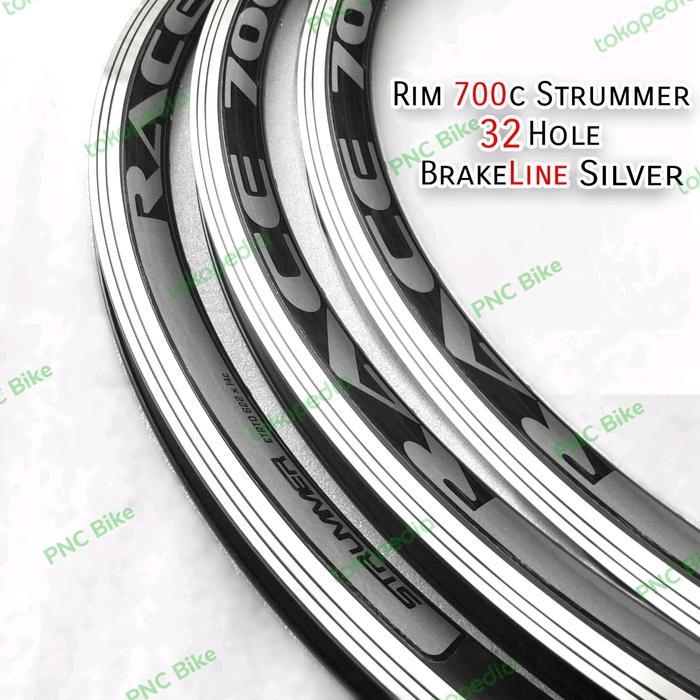 Rims Balap 32 Hole Strummer keline Hitam dan Silver - Rims 700c