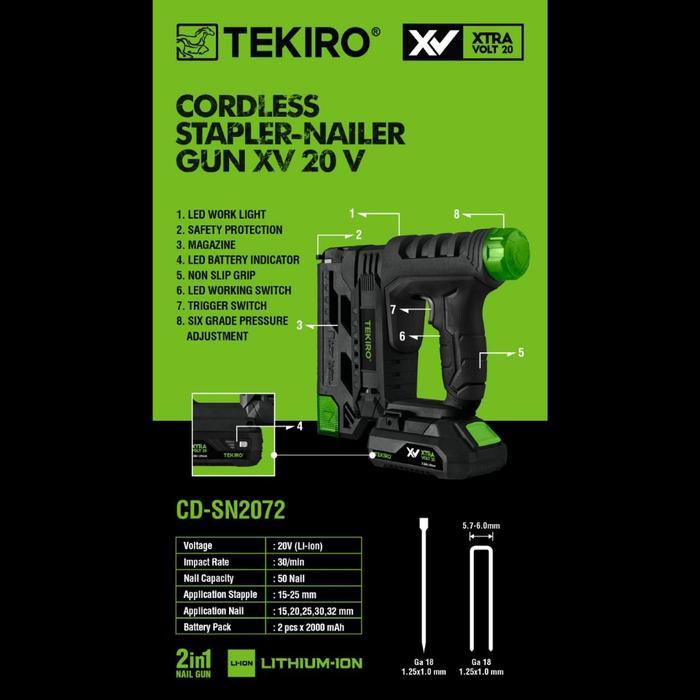 Tekiro Xv 20V Cordless Stapler Nailer Gun Elektrik
