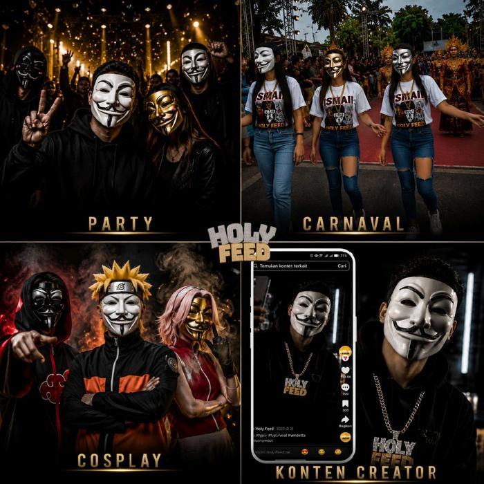TOPENG ANONYMOUS VENDETTA HACKER BJORKA COSPLAY HALLOWEEN MASK HAKER