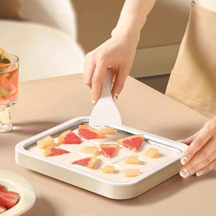 Diskon Mesin Es Krim Gulung Mini Tanpa Listrik Food Grade Alat Pembuat Ice Roll Yogurt Goreng Beku