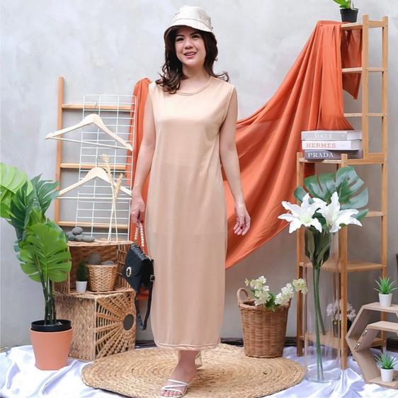 Inner Dress Span Jersey Tanpa Lengan // Inner Dress Span Muslim Panjang Wanita Basic