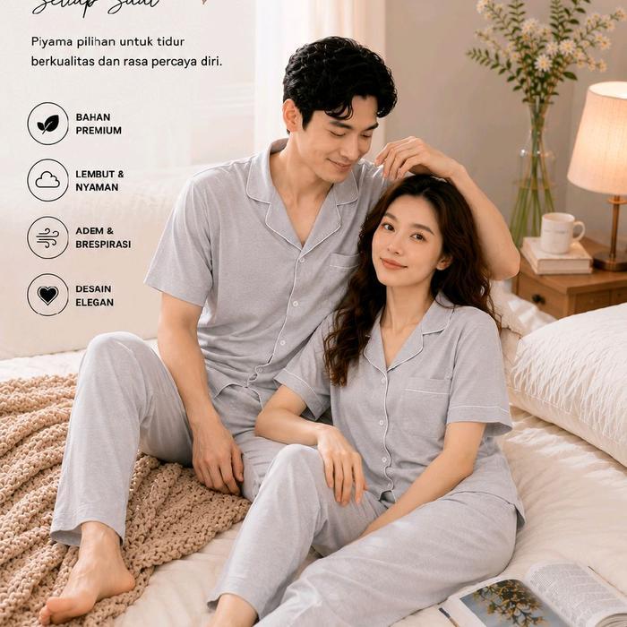 Stelan Piyama pasangan/couple cewe/cowo Lengan Pendek Celana panjangpiyama couple bisa request