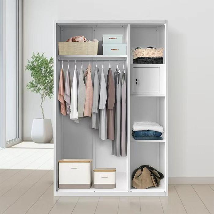 Informa Logan Lemari Pakaian Metal 3 Pintu - Putih Lemari Baju Almari Baju Lemari Kamar Almari