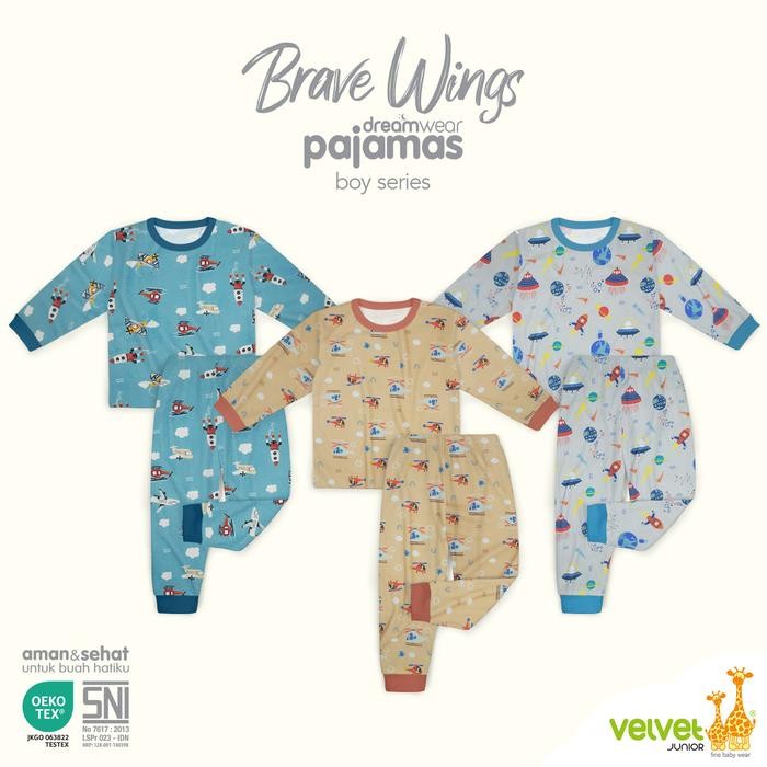 Velvet Junior Piyama Anak Laki-laki DreamWear Boys - 1 STEL - Bruum Bruum, Brave Wings, Skywalker