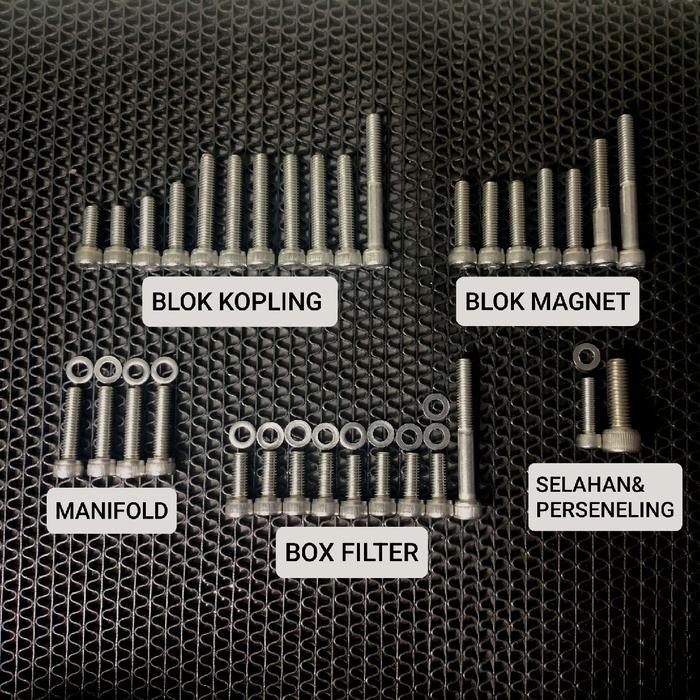 (Stok Terbatas) Baut Set Mesin Stainless Steel Rx King-Baut L 100% Anti Karat Set Mesin Rx King