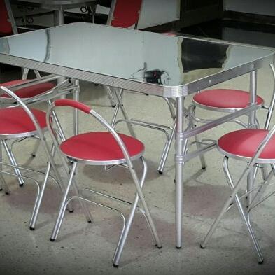 Meja Lipat Aluminium Meja Stainless Kaki Lipat Meja Cafe Kursi Kantin