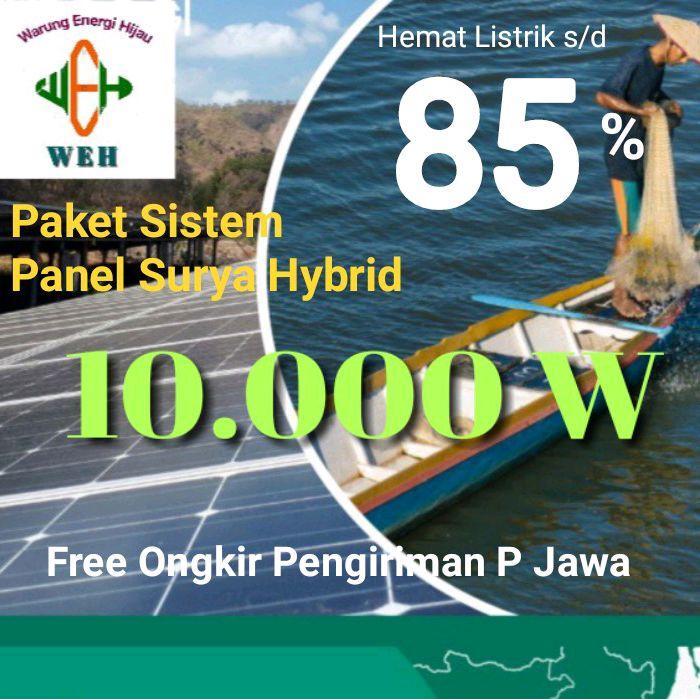 Paket PLTS Hybrid 10.000 Watt Panel Surya Solar Cell PLTS Hybrid 11.000 Wp