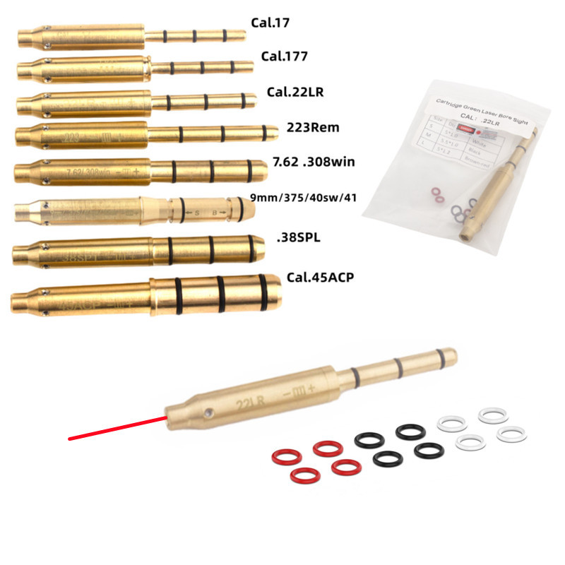 Terbaru Tactical Laser Sight  .177/22LR/.223Rem/9mm/.38spl Cal Laser bore sight No Battery