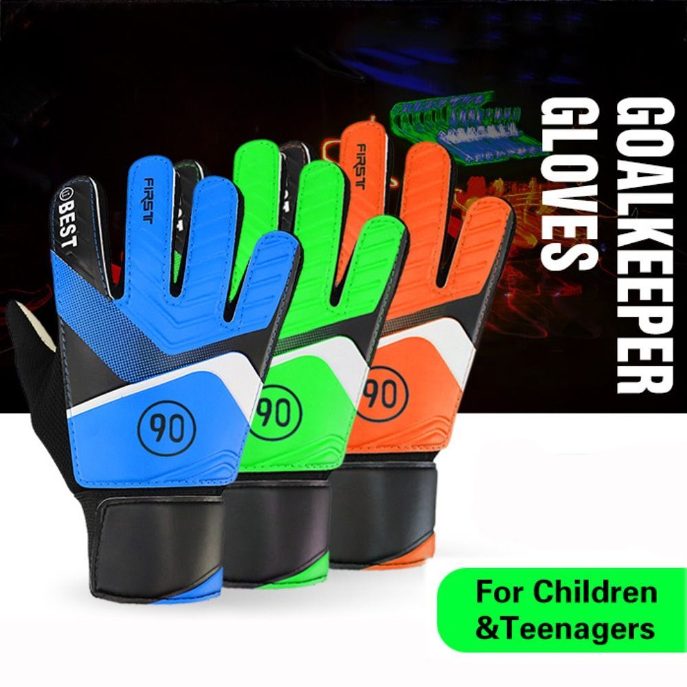 1 Pair Children Soccer Goalkeeper Gloves Anti-Collision Latex PU Goalkeeper Hand Protection Gloves F
