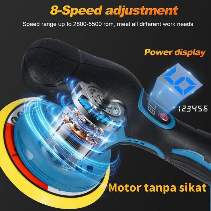 REAIM Mesin Poles Mobil Mesin Poles mobil Mesin Polisher Cordless Polisher Machine Polisher 5inch