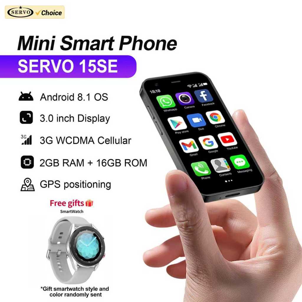 SERVO 15SE Mini Smartphone 3G WCDMA Android System 2GB+16GB WhatsAPP WiFi Hotspot Dual SIM 3.0" Cute