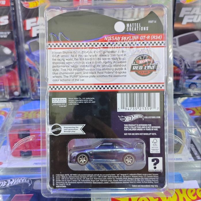 Hotwheels RLC Nissan Skyline GT-R BNR34 Midnight Purple Chameleon Red Line Club 2024