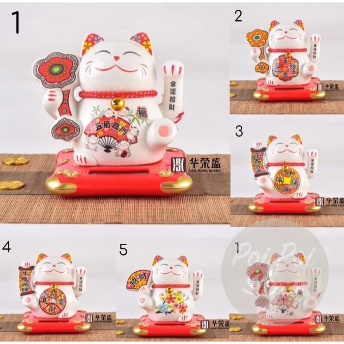 ] Patung Pajangan Boneka Kucing Hoki Premium Keramik Solar Maneki Neko