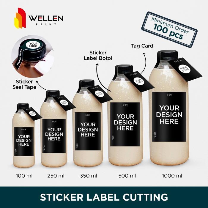 Paket Sticker Label dan Seal Botol Minuman Kopi Coffee Anti Air Custom