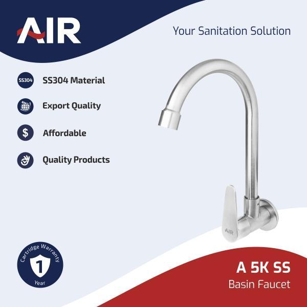 Onda Plumbing - Air Kran Dapur - Keran Angsa / Kitchen Faucet - Wall Mounted A 5K Ss