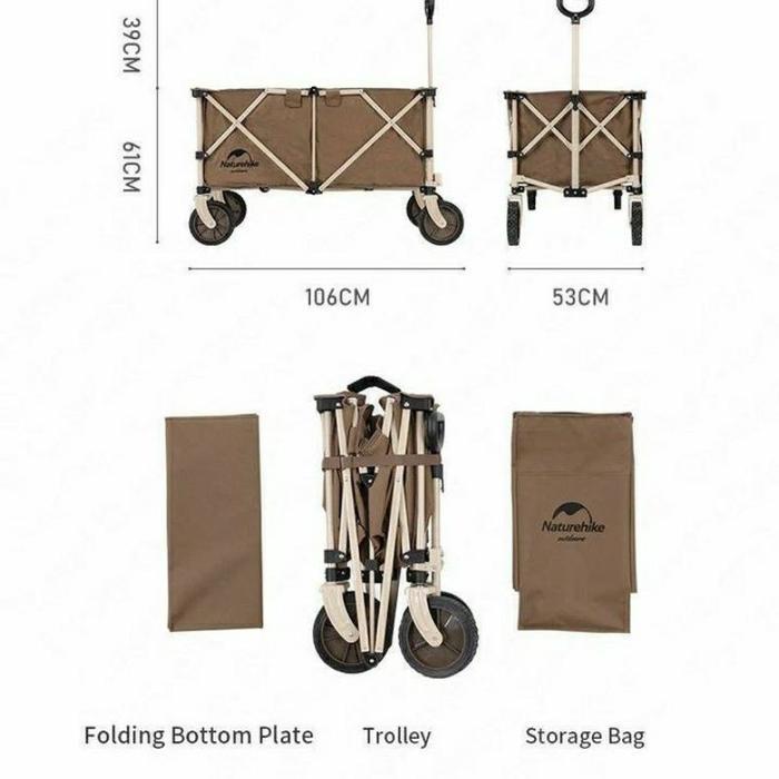 Troli Lipat Naturehike Tc02 Nh20Pj005 Folding Trolley Gerobak Dorong
