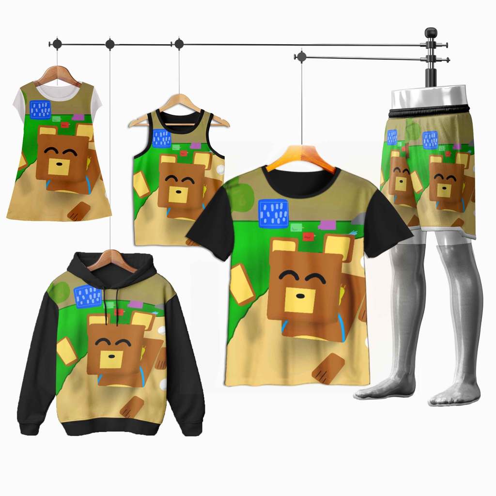 baju Super Bear Adventure SuperBA-2 Beruang Sultan 3D Kaos Celana Dress Jaket Lekbong Anak dan Dewas