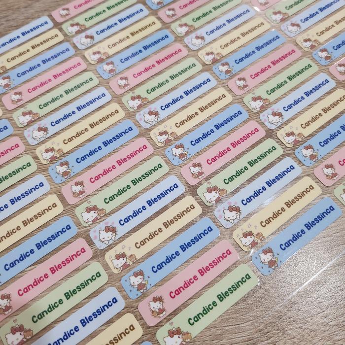 Stiker Label Nama Anak High Quality Hello Kitty Gratisongkir