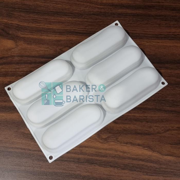 cetakan silikon eclair silicone mould 6 lubang eclair mould