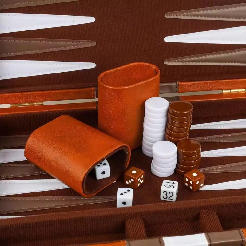 New classic backgammon set with leather case , standard version, portable travel game, ideal gift