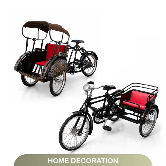 Miniatur Becak, Becak Klasik, Classic Bicycle, Vintage Becak Mini untuk Dekorasi
