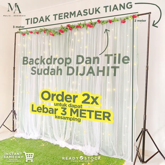 Sale- Kain Dekorasi Backdrop Tiang Abutai Tile Sudah Dijahit Lamaran Nikahan