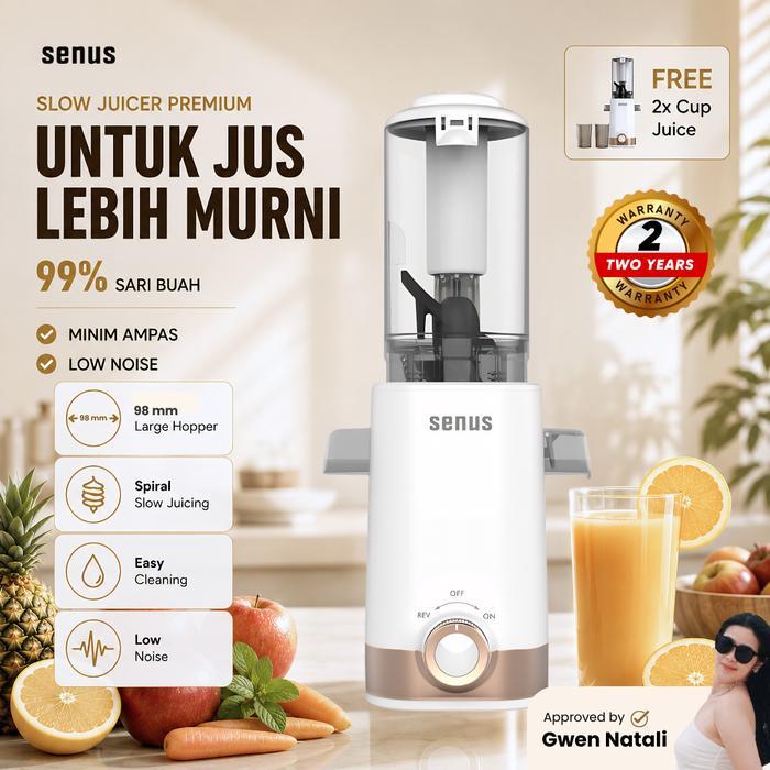 Promo Senus Slow Juicer Pengekstrak Buah Tanpa Ampas 55-60 Rpm 920Ml Mudah Dibersihkan Low Watt