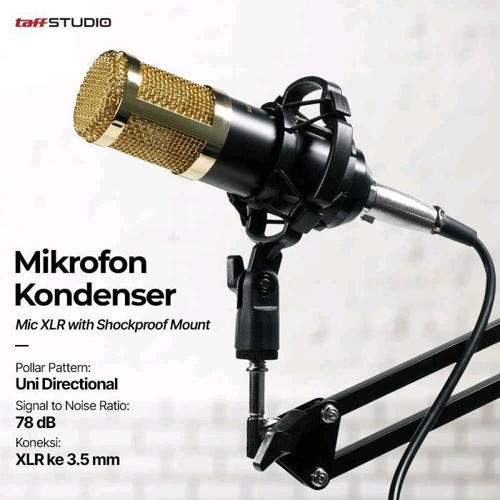 TaffSTUDIO Mikrofon Kondenser LR Condenser Microphone with Holder - BM-800