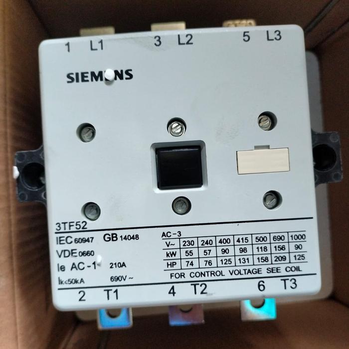 KONTAKTOR SIEMENS 3TF52 22-1XB4 210A 24VDC 90KW 2NO+2NC 3TF5222 DC 24V