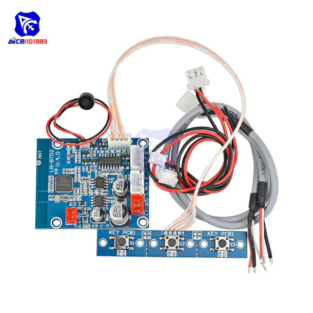 diymore Bluetooth 4.0/4.1 Audio Receiver Board Stereo Sound Module with Connect Wire Keypad