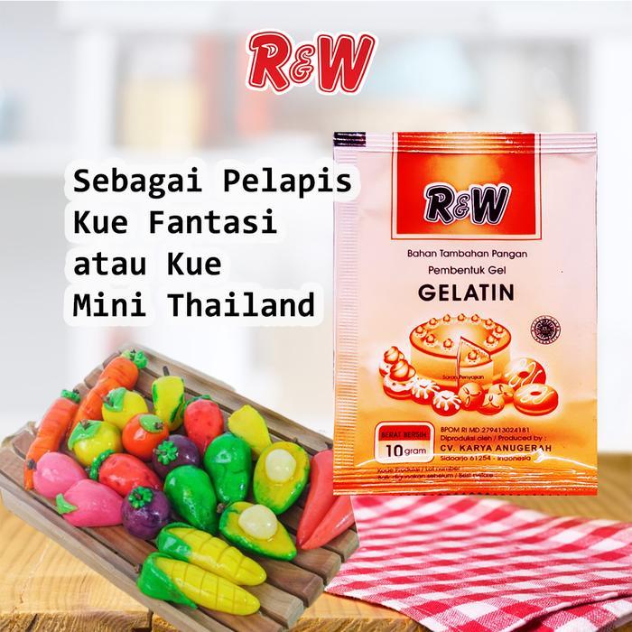 NEW R&W Rajawali Gelatin Bubuk 10 Gram Food Grade Pembentuk Gel Jelly Puding Dessert Kue Halal