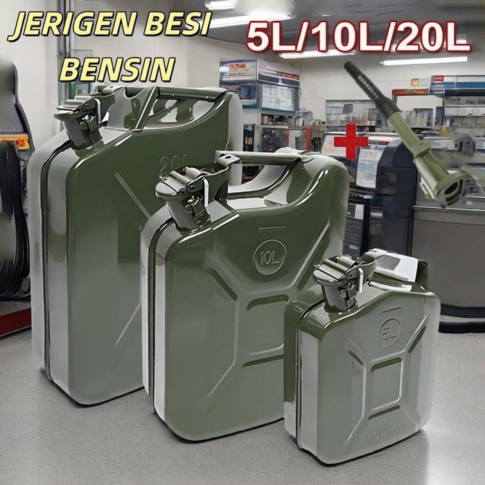 JERIGEN BESI BENSIN 5/10/20L JERIGEN BESI BENSIN SOLAR JERRYCAN CARBON STEEL PLATE JIRIGEN ARMY