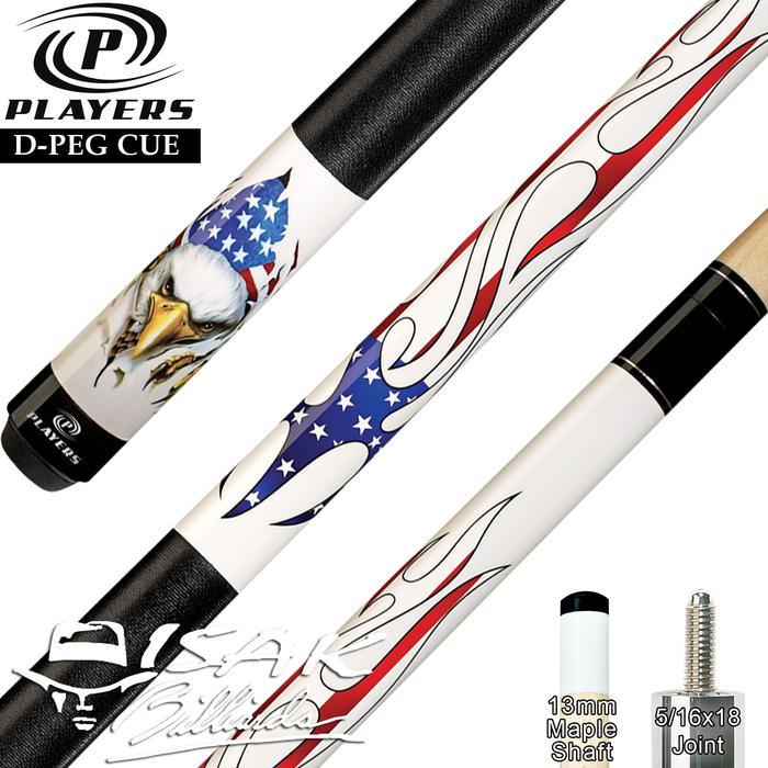 Players D-PEG American Eagle Pool Cue - Maple Billiard Stick Stik USA