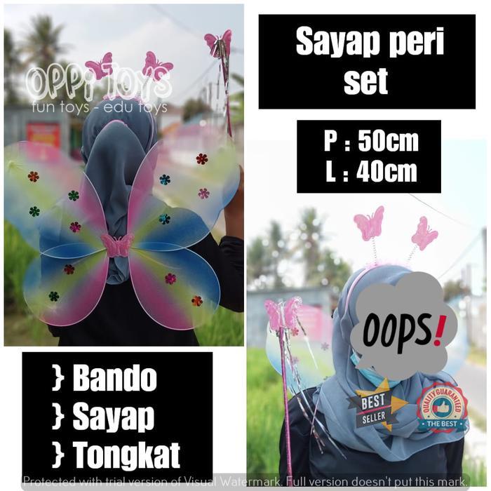 Sayap Peri Kupu Kupu Set Bando Tongkat - Mainan Sayap Kupu kupu