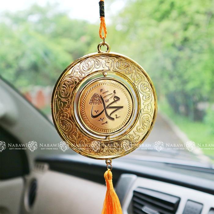 NEW Gantungan Spion Mobil Bulat Besar Lafadz Allah dan Muhammad Gantungan Spion Car Gold Spion