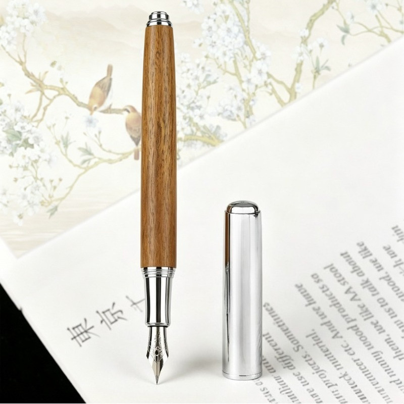 DELIKE Brass Solid Wood Pointed Ink Pen Ultra-fine Metal Iridium Super Elastic Flexible Pen Tip for
