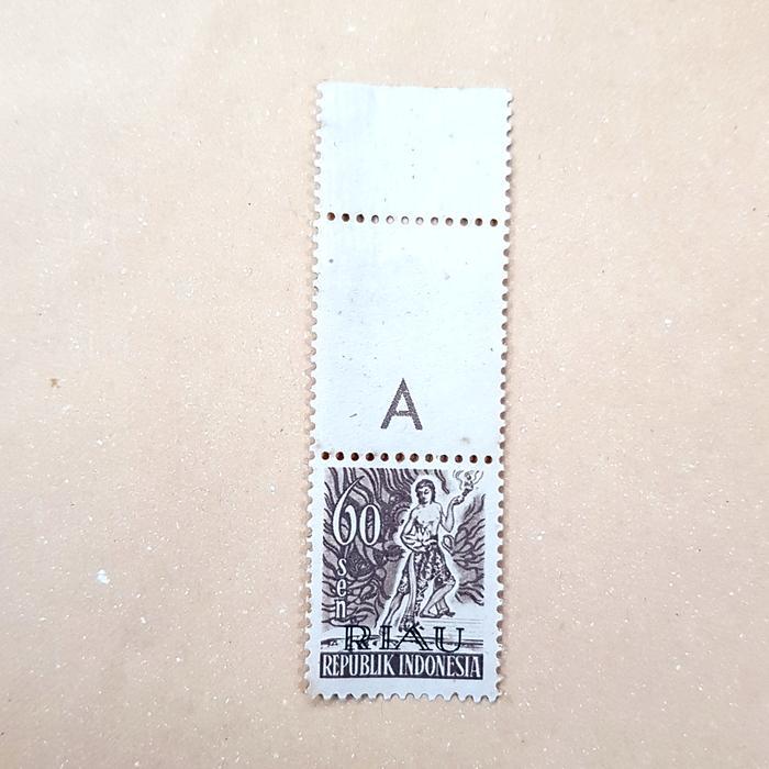 Prangko INDONESIA 1954. C.T. RIAU 60 sen dengan margin