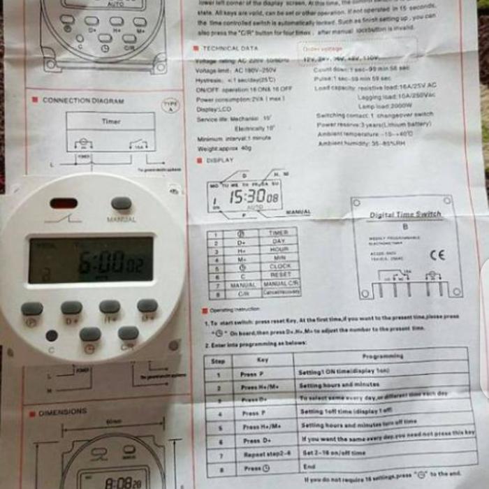 TIMER/DIMER DIGITAL DC/AC 12V 16A/12 VOLT 16 AMPERE TIMER/DIMER WALET