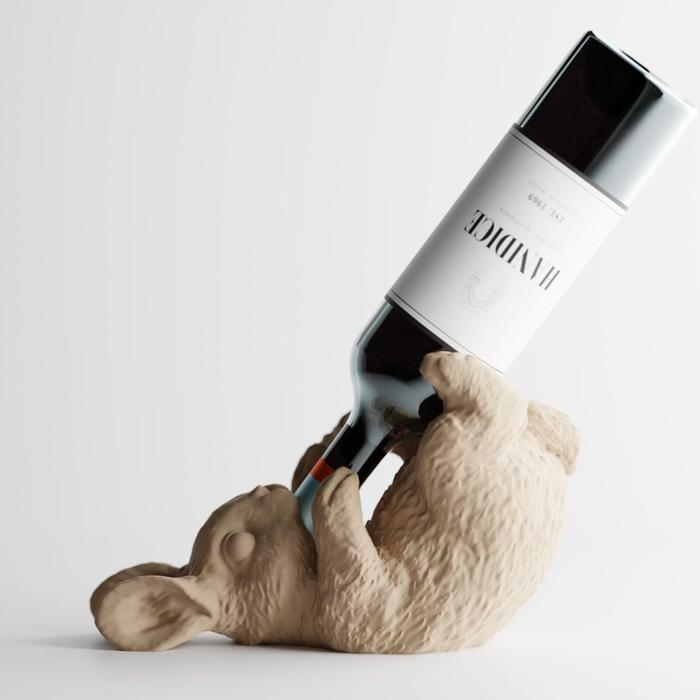 Bunny Wine Holder Tempat Botol Anggur Lucu Bentuk Kelinci Dekorasi Meja & Rak Dapur - [KURA.LAB]