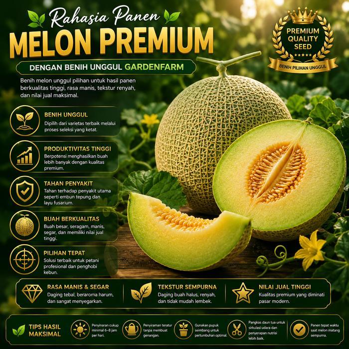 Terlaris Gardenfarm - [Sale] Benih Melon Madu Manis - Benih Unggul Melon Jumbo - Bibit Melon
