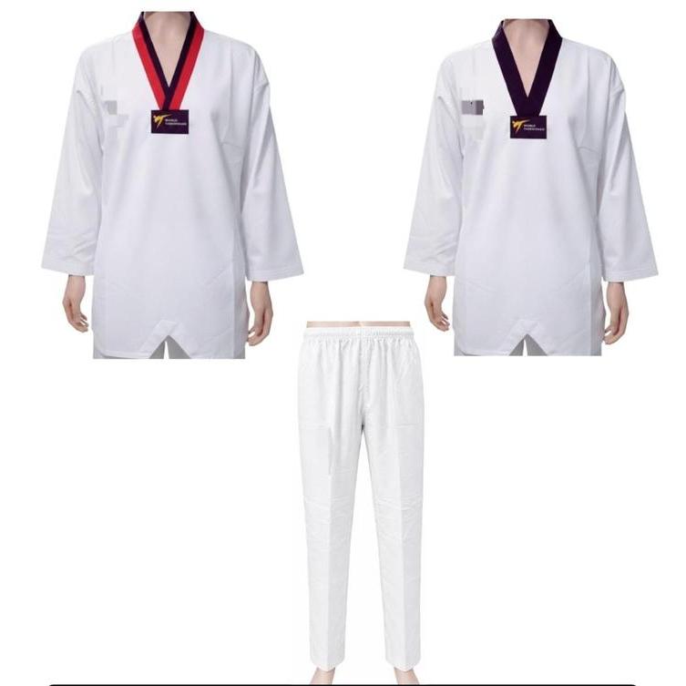 DOBOK TAEKWONDO ELITE FIGHTER / UNIFORM TAEKWONDO / KERAH HITAM / DOBOK TAEKWONDO